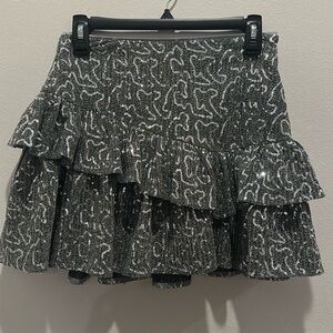 Silver glitter ruffle skirt